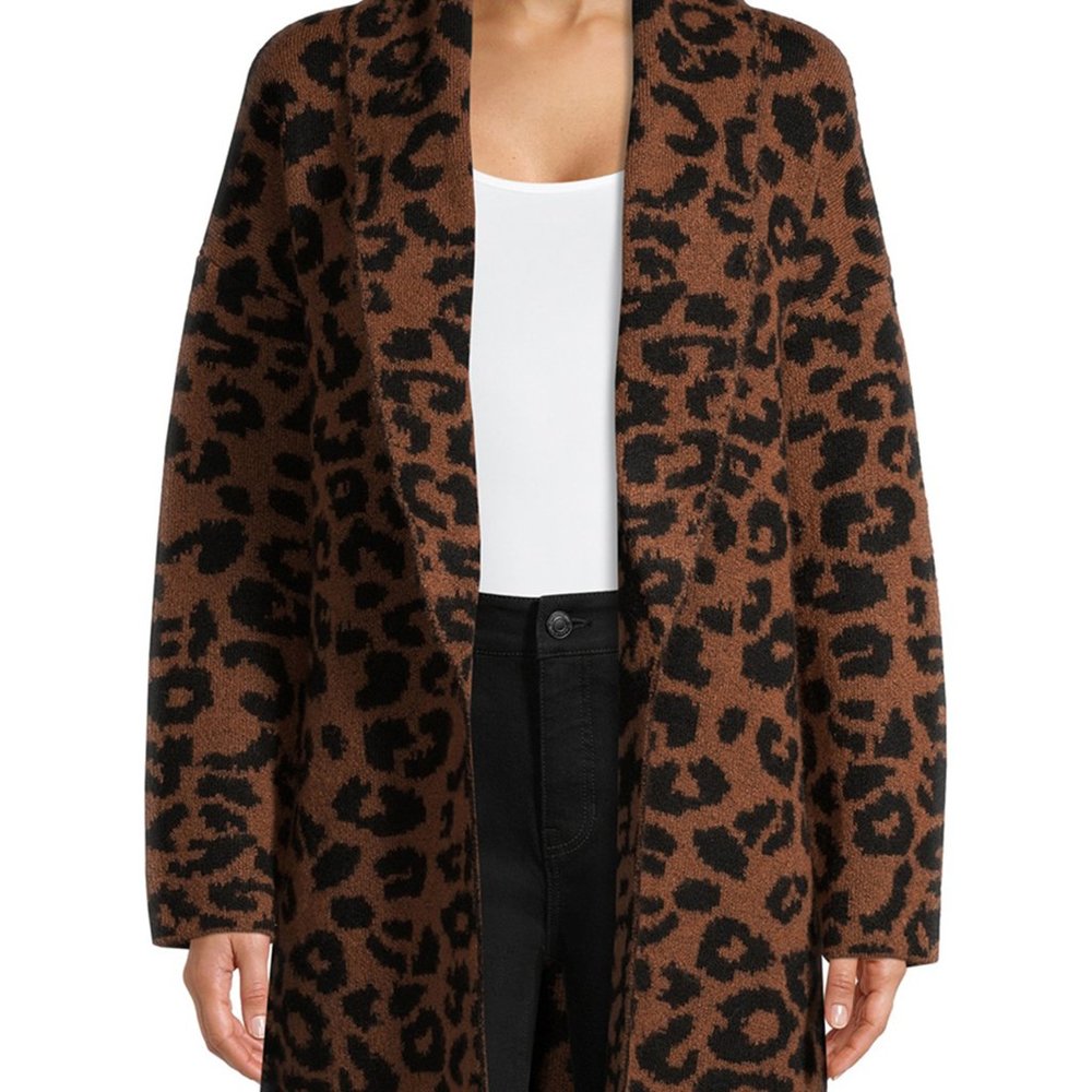 ☃️3 for $23 ☃️ NWT Time and Tru Shawl Collar Leopard Cardigan